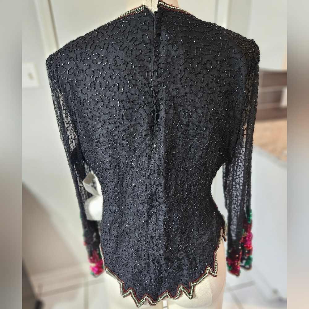 VTG NWT!! 1980s! Laurence Kazar Indian Silk Top PXL - Picture 3 of 6